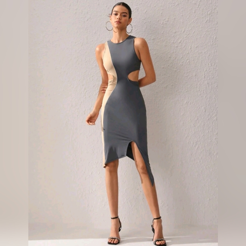 Shein Asymmetrical Sleeveless Dress with Hollow Out